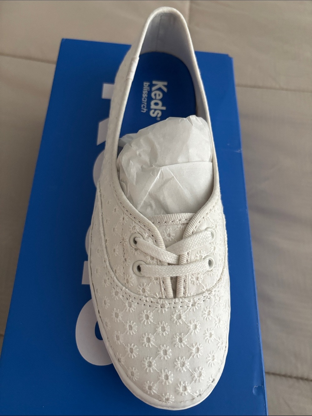 Keds White Daisy Eyelet Slip-On Sneaker